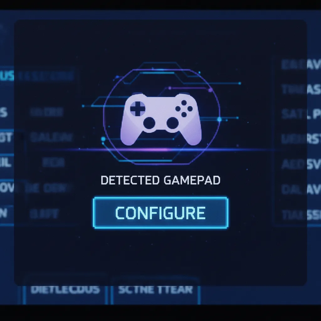 Steam's Big Picture Mode controller settings, highlighting the option to configure a detected gamepad. zoomed in very basic little to no info